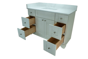 42" White Damian Vanity with Classique Calcutta Quartz