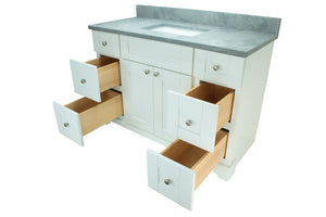 48" White Damian Vanity with Concrete Leather Quartz