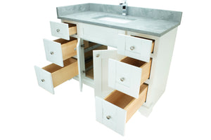 48" White Damian Vanity with Concrete Leather Quartz