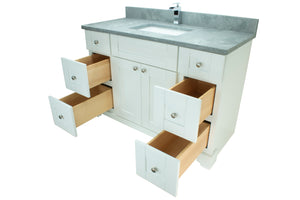 48" White Damian Vanity with Concrete Leather Quartz