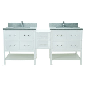 86" White Gemma Vanity with Concrete Leather Quartz