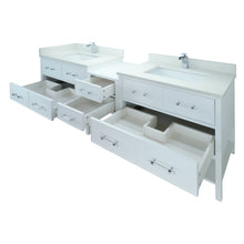 Load image into Gallery viewer, 86&quot; White Gemma Vanity with Silk White Quartz