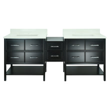 Load image into Gallery viewer, 86&quot; Black Gemma Vanity with Silk White Quartz
