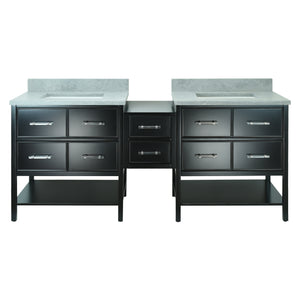 62" Black Gemma Vanity with Concrete Leather Quartz