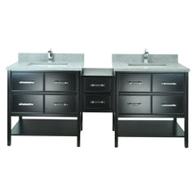 Load image into Gallery viewer, 86&quot; Black Gemma Vanity with Concrete Leather Quartz