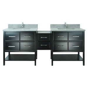 62" Black Gemma Vanity with Concrete Leather Quartz