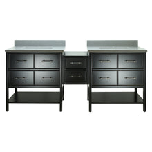Load image into Gallery viewer, 62&quot; Black Gemma Vanity with Crystal Grey Quartz