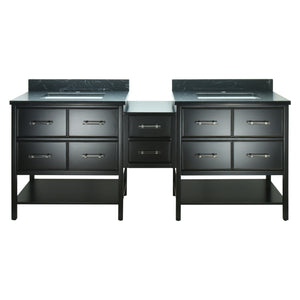 74" Black Gemma Vanity with Moonlight Black Quartz