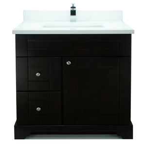 36" Espresso Damian Vanity with Classique Calcutta Quartz